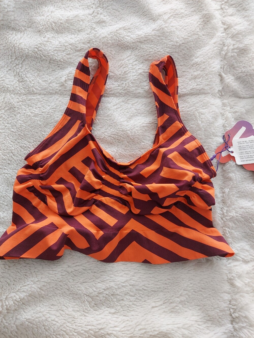 NWT Yitty shaping Midi BraStriped Orange and Burgundy with Wide Straps